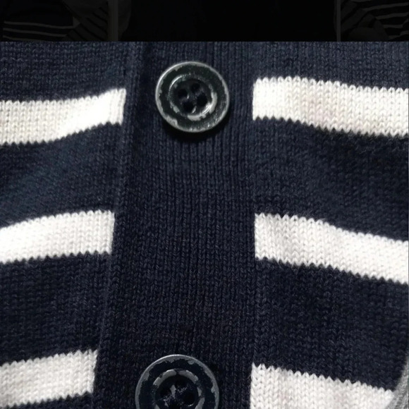 21 men Blue/White solid/ Striped blocking button down cardy Size M - Picture 7 of 11